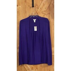 Chico’s Emma Cardigan Sweater Silk Blend Size 1 M African Amethyst Purple NWT